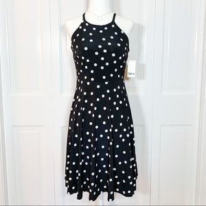 NWT Bar III X Small Black and White Polka Dot Fit and Flare Dress